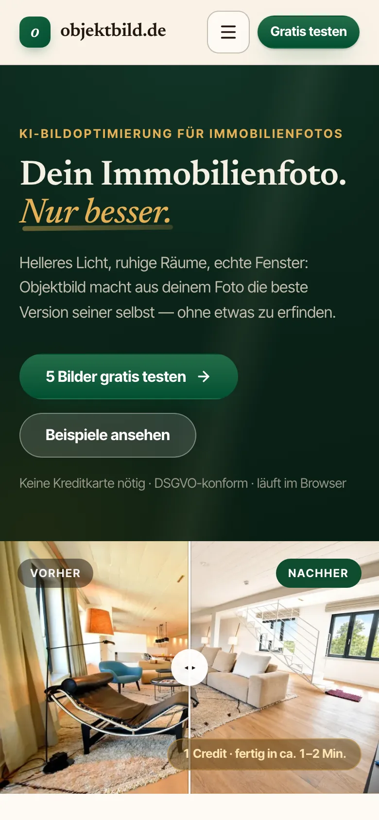 Website von Objektbild - Mobile-Ansicht