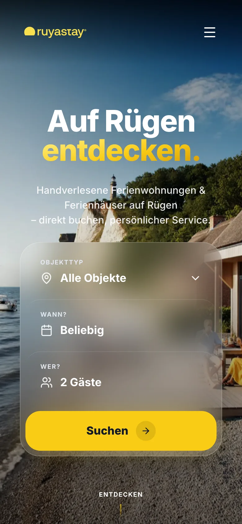 Website von Ruyastay - Mobile-Ansicht