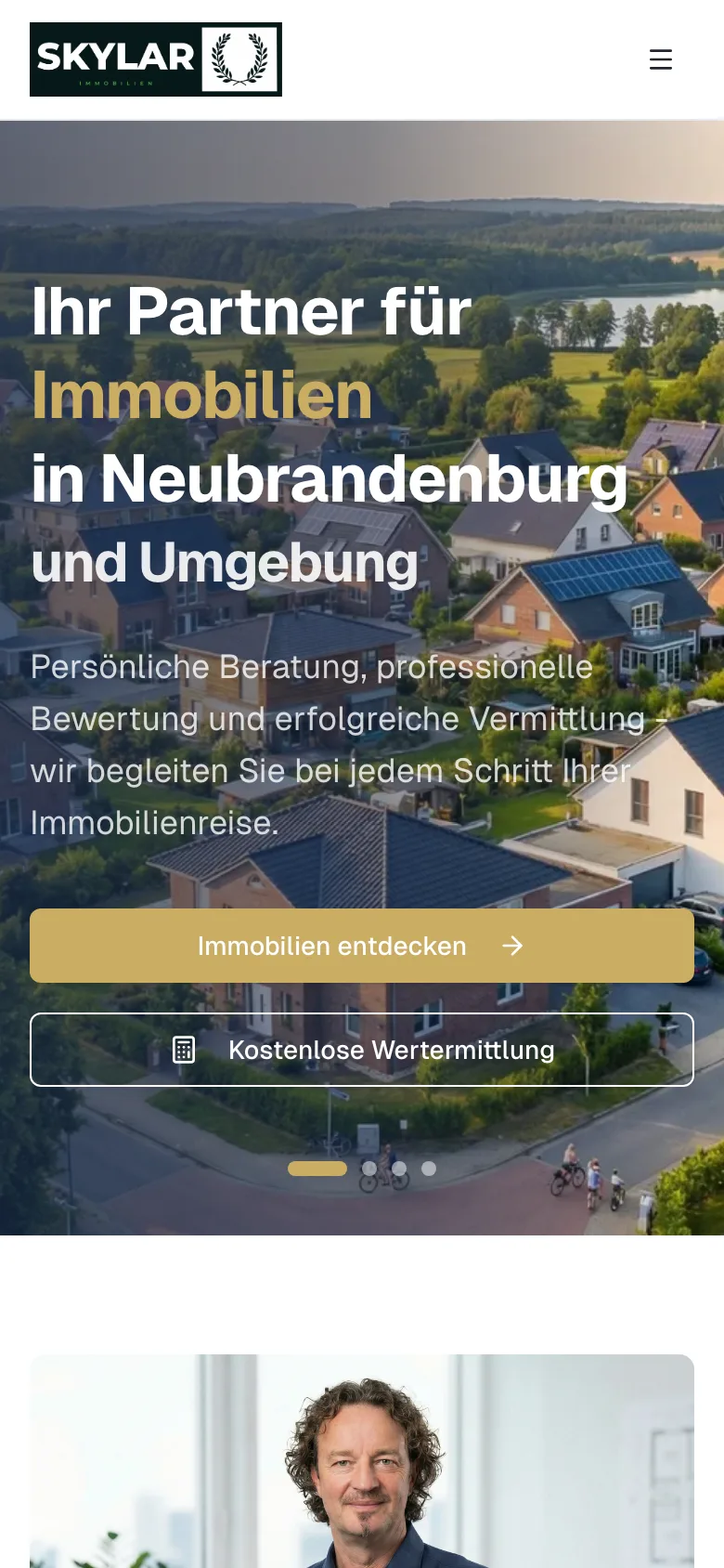 Website von Skylar Immobilien - Mobile-Ansicht