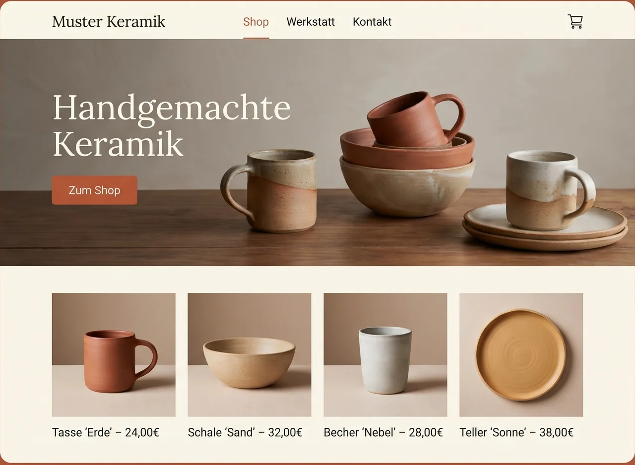 Musterdesign: Startseite für Onlineshop