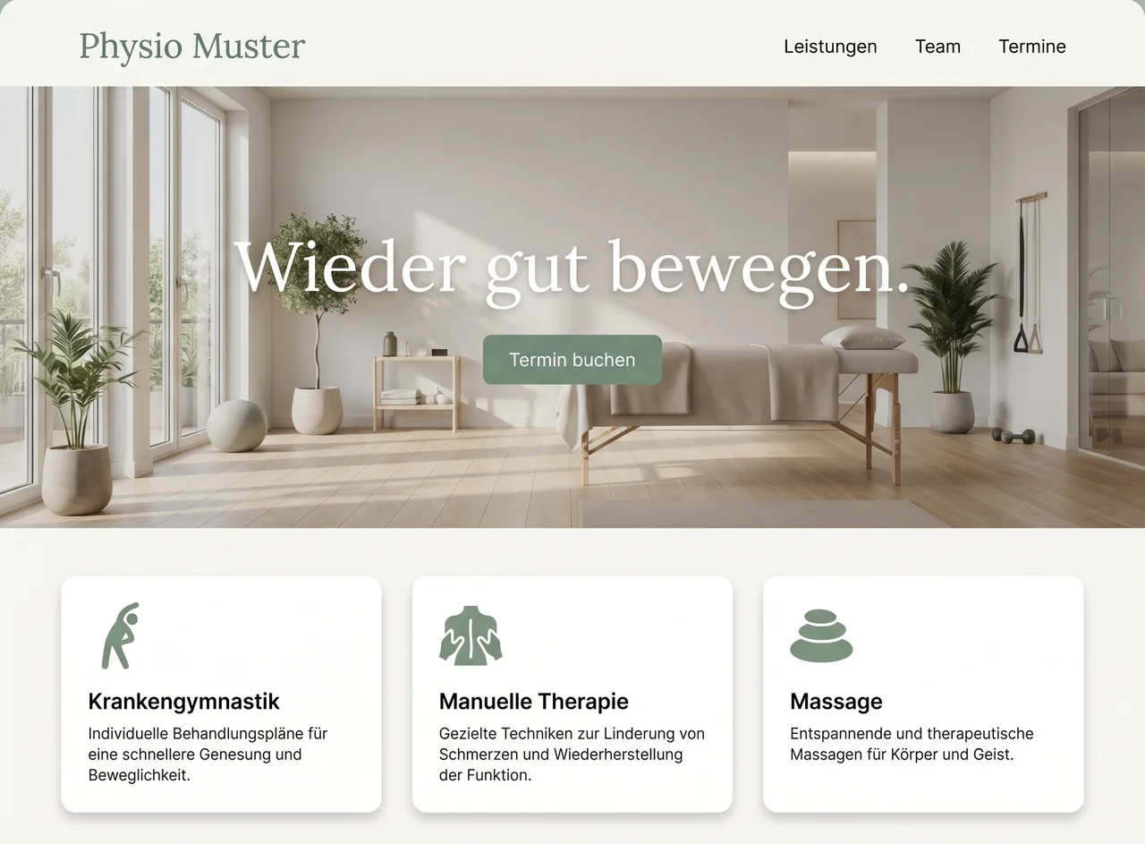 Musterdesign: Startseite für Praxis