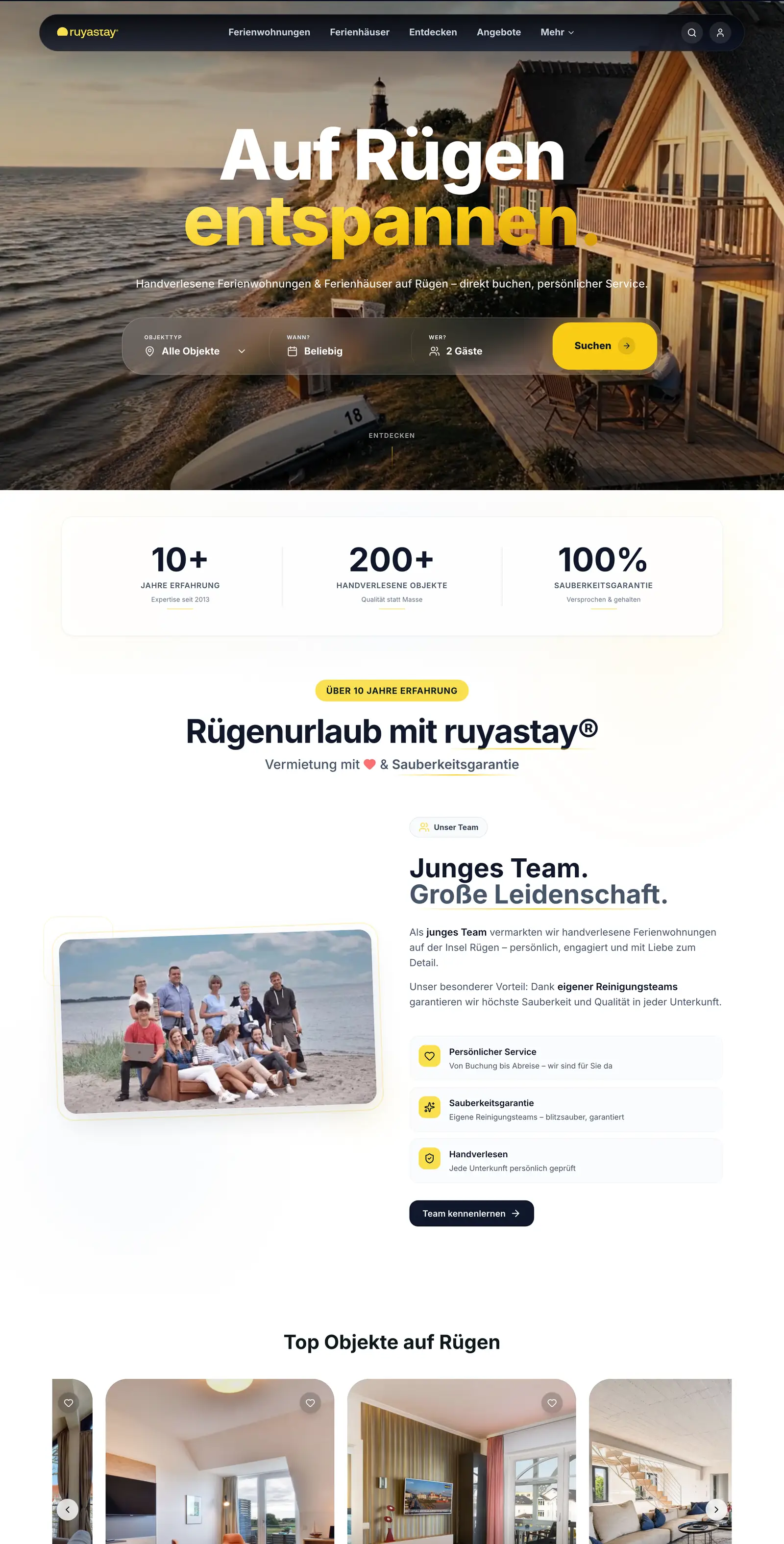 Website von Ruyastay - ganze Startseite